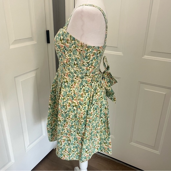 Papaya Sweetheart Pleated Strap Mini Sun Cami Dress 30” Y2K Coquette Fit Flare - Picture 4 of 13